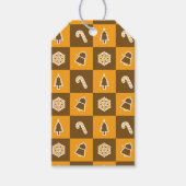Festive Holiday Grid Pattern Cadeaulabel (Voorkant)