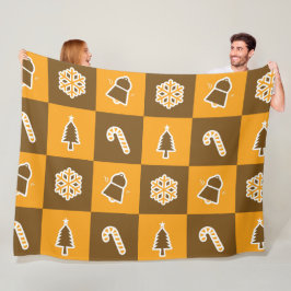 Festive Holiday Grid Pattern Fleece Deken