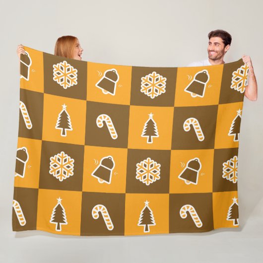 Festive Holiday Grid Pattern Fleece Deken (In situ)