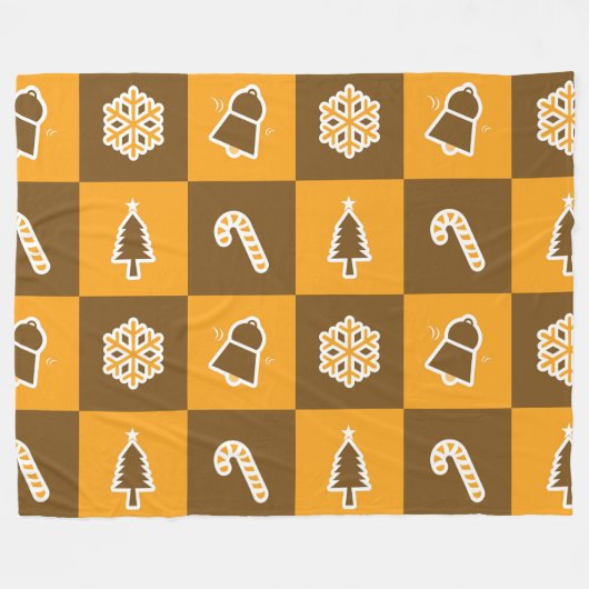 Festive Holiday Grid Pattern Fleece Deken (Voorkant (Horizontaal))