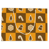 Festive Holiday Grid Pattern Groot Cadeauzakje (Achterkant)
