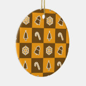 Festive Holiday Grid Pattern Keramisch Ornament (Rechts)