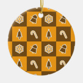 Festive Holiday Grid Pattern Keramisch Ornament (Voorkant)