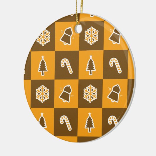 Festive Holiday Grid Pattern Keramisch Ornament (Links)