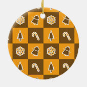 Festive Holiday Grid Pattern Keramisch Ornament (Achterkant)