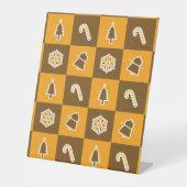 Festive Holiday Grid Pattern Reclamebord Met Voetstuk (Voorkant)