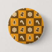 Festive Holiday Grid Pattern Ronde Button 5,7 Cm (Voorkant)