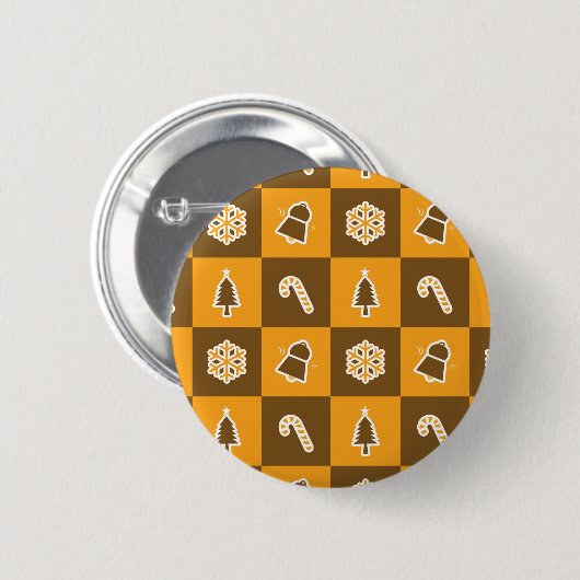 Festive Holiday Grid Pattern Ronde Button 5,7 Cm (Voorkant /achterkant)
