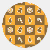 Festive Holiday Grid Pattern Ronde Sticker (Voorkant)
