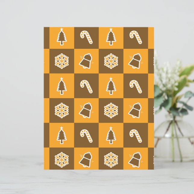 Festive Holiday Grid Pattern Scrapbook Paper (Staand voorkant)