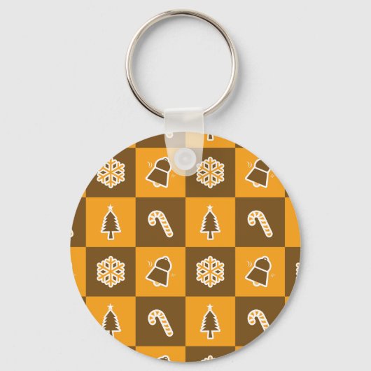 Festive Holiday Grid Pattern Sleutelhanger (Voorkant)
