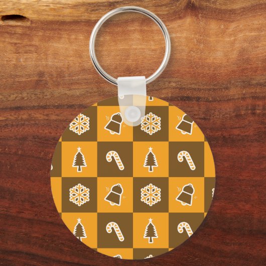 Festive Holiday Grid Pattern Sleutelhanger (Achterkant)