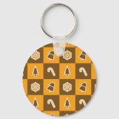 Festive Holiday Grid Pattern Sleutelhanger (Achterkant)