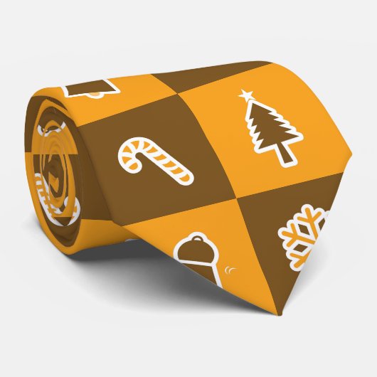 Festive Holiday Grid Pattern Stropdas (Opgerold)