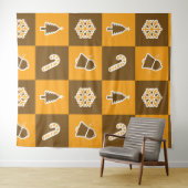 Festive Holiday Grid Pattern Wandkleed (In Situ (horizontaal))