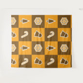 Festive Holiday Grid Pattern Wandkleed (Voorkant (horizontaal))