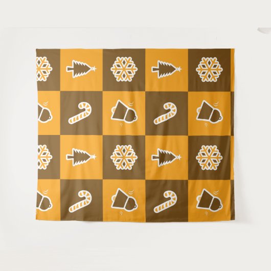 Festive Holiday Grid Pattern Wandkleed (Voorkant (horizontaal))