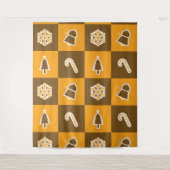 Festive Holiday Grid Pattern Wandkleed (Voorkant)