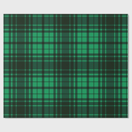 Festive Holiday Groen en Zwart Tartan Cadeaupapier (Vlak)