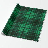 Festive Holiday Groen en Zwart Tartan Cadeaupapier (Uitgerold)