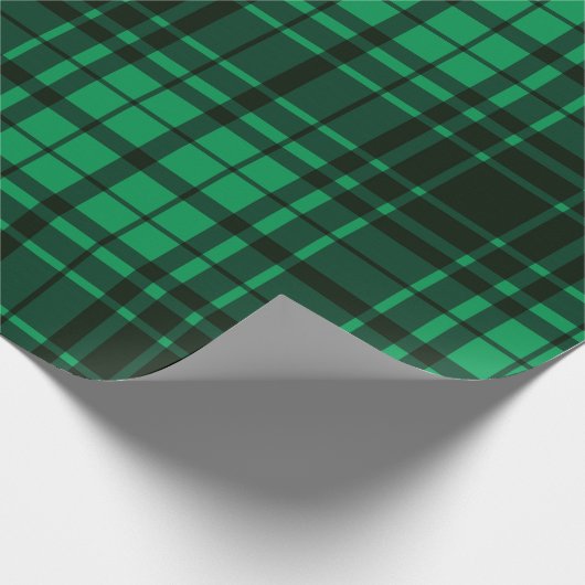 Festive Holiday Groen en Zwart Tartan Cadeaupapier (Hoek)