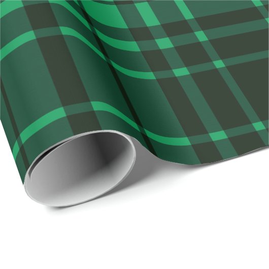 Festive Holiday Groen en Zwart Tartan Cadeaupapier (Rol Hoek)