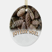 Festive Holiday Joyeux Noel Pine Cone Keramisch Ornament (Rechts)