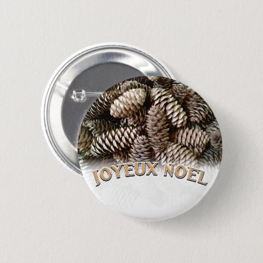 Festive Holiday Joyeux Noel Pine Cone Ronde Button 5,7 Cm (Voorkant /achterkant)