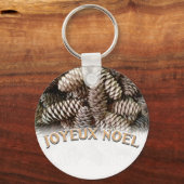 Festive Holiday Joyeux Noel Pine Cone Sleutelhanger (Voorkant)