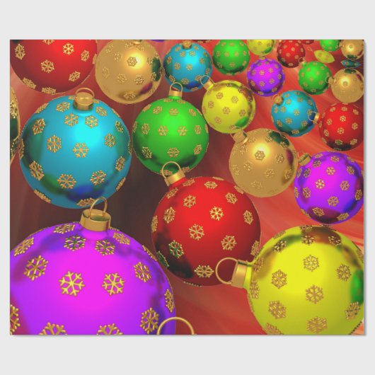 Festive Holiday kerstboomversiering Ontwerp Cadeaupapier (Vlak)