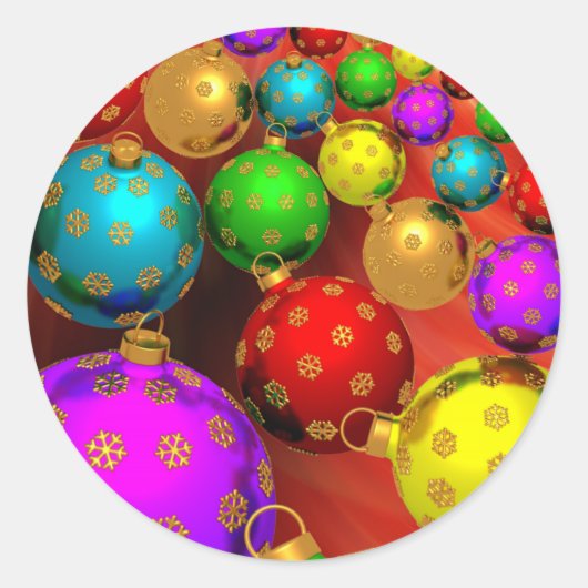 Festive Holiday kerstboomversiering Ontwerp Ronde Sticker (Voorkant)