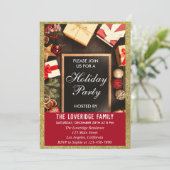 Festive Holiday Kerstfeest Red & Gold Glitter Kaart (Staand voorkant)