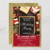 Festive Holiday Kerstfeest Red & Gold Glitter Kaart (Voorkant / Achterkant)