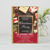 Festive Holiday Kerstfeest Red & Gold Glitter Kaart (Staand voorkant)