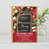 Festive Holiday Kerstfeest Red & Gold Glitter Kaart (Staand voorkant)