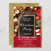 Festive Holiday Kerstfeest Red & Gold Glitter Kaart (Voorkant / Achterkant)