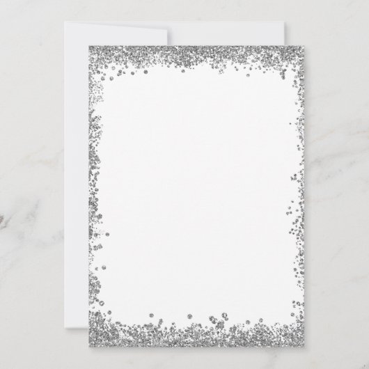 Festive Holiday Kerstfeest Silver Glitter Kaart (Achterkant)