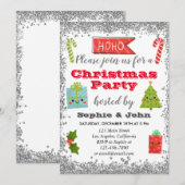 Festive Holiday Kerstfeest Silver Glitter Kaart (Voorkant / Achterkant)