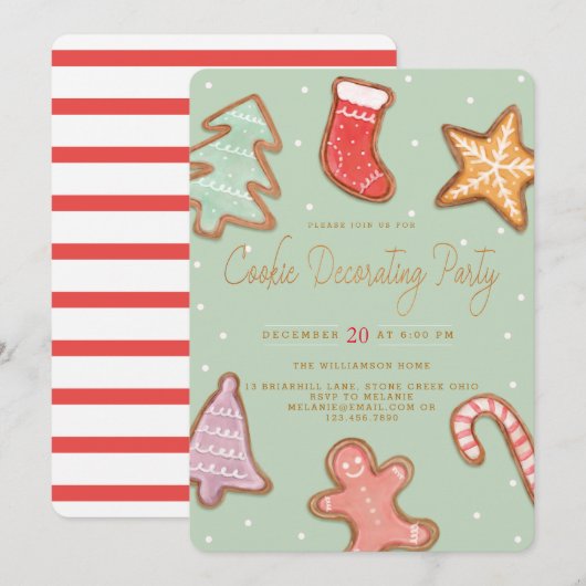 Festive Holiday Kerstmis Cookie Decorting Party Feestdagenkaart (Voorkant / Achterkant)