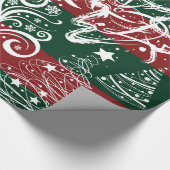 Festive Holiday Kerstmis Rood Groen Striped Cadeaupapier (Hoek)