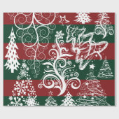 Festive Holiday Kerstmis Rood Groen Striped Cadeaupapier (Vlak)
