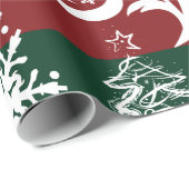 Festive Holiday Kerstmis Rood Groen Striped Cadeaupapier (Rol Hoek)