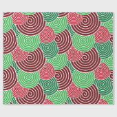 Festive Holiday Kerstmis Spiral Pattern Gift Wrap Cadeaupapier (Vlak)