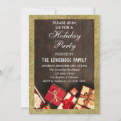 Festive Holiday Kerstparty Gifts Gold Glitter Kaart (Voorkant)