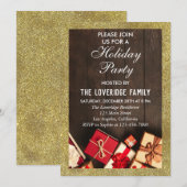 Festive Holiday Kerstparty Gifts Gold Glitter Kaart (Voorkant / Achterkant)
