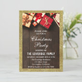 Festive Holiday Kerstparty Gifts Gold Glitter Kaart (Staand voorkant)