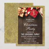 Festive Holiday Kerstparty Gifts Gold Glitter Kaart (Voorkant / Achterkant)