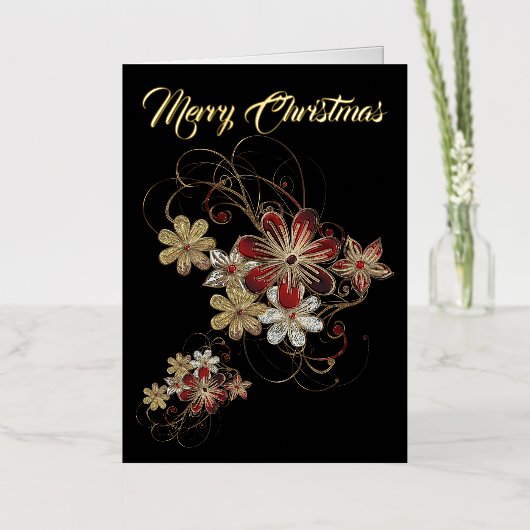 Festive Holiday Laurel Folie Wenskaart (Bloemen)