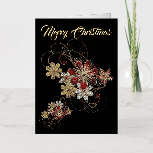 Festive Holiday Laurel Folie Wenskaart (Voorkant)