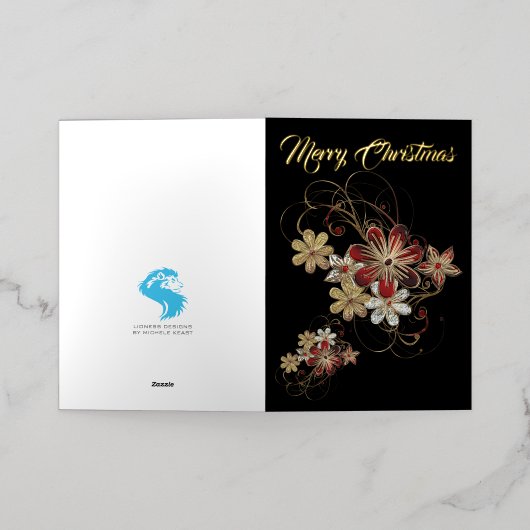 Festive Holiday Laurel Folie Wenskaart (Buiten Laag)